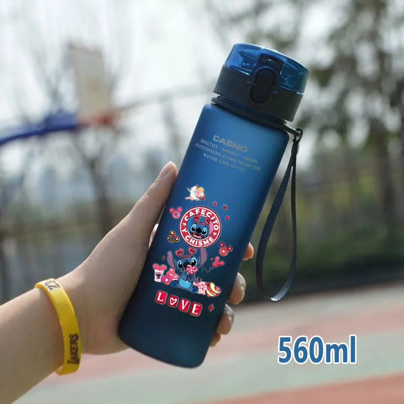 Lilo&Stitch 560/600/400ML Water Cup Children Portable Plastic Transparent Straw Stitch Outdoor Large Capacity Sport Water Bottle