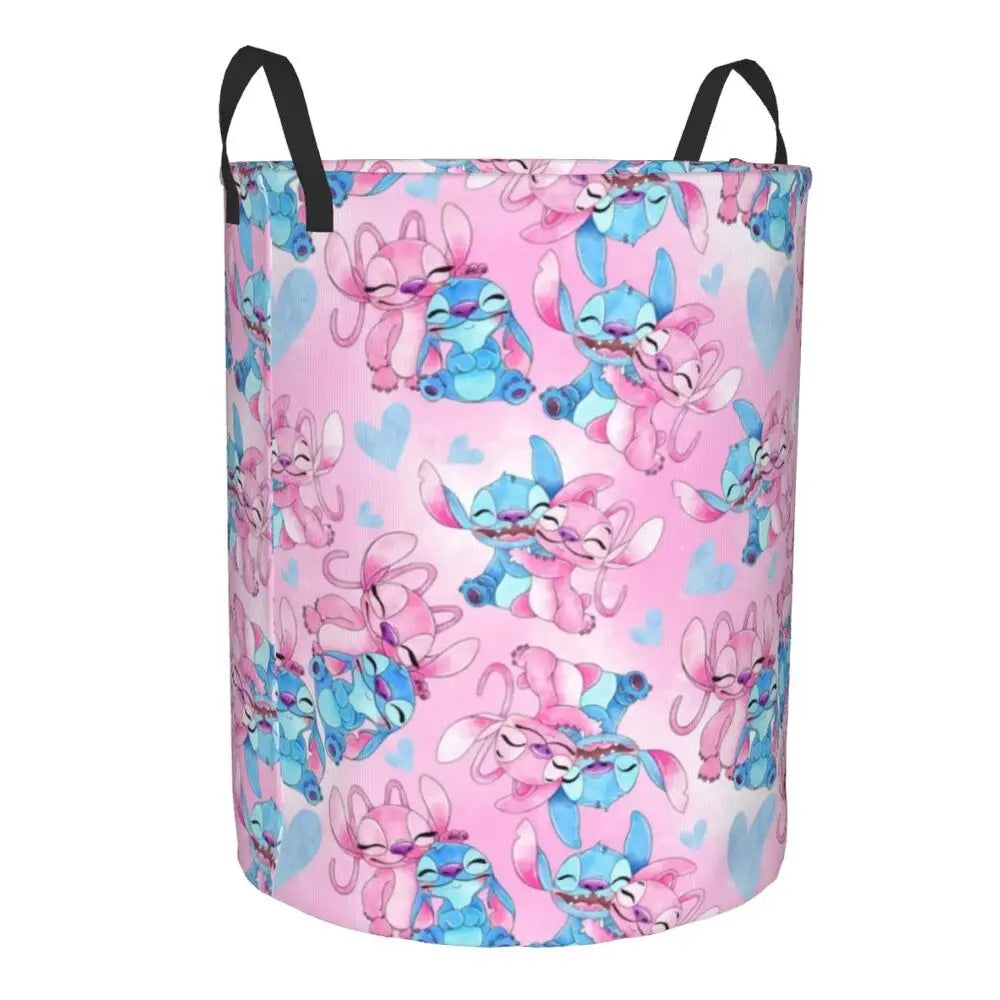 Customized SLilo And Stitch Cartoon Laundry Hamper Large Storage Basket Anime Kids Nursery Toy Organizer