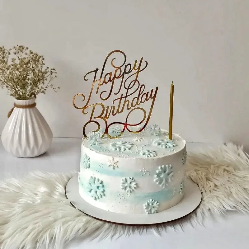 Ins Gold Happy Birthday Cake Toppers Birthday Girl Acrylic Kids Birthday Party Cake Topper Baby Shower Gift Dessert Decoration