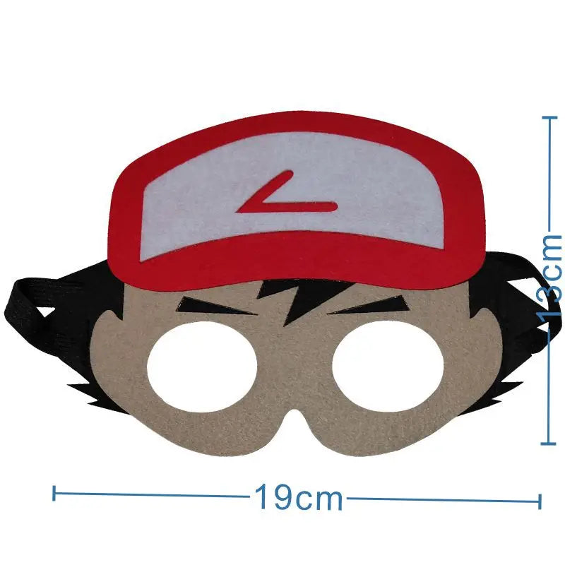 12Pcs Pokemon Felt Mask Anime Cosplay Pikachu Eevee Eye Mask Kids Birthday Party Decoration Dress Up Masquerade Party Supplies