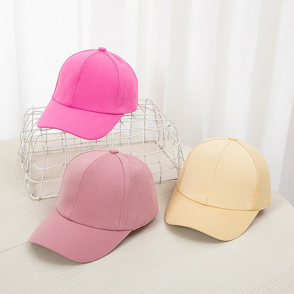 1pcs 2024 New   Fashion Candy Color Kids Baseball Cap  Sun Protection Adjustable Travel Children Baseball Cap
