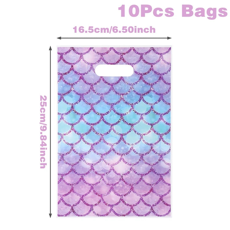Mermaid Tote Bag Under The Sea Theme Little Mermaid Happy One Birthday Party Decorations Kids Candy Cookie Handbag Baby Shower