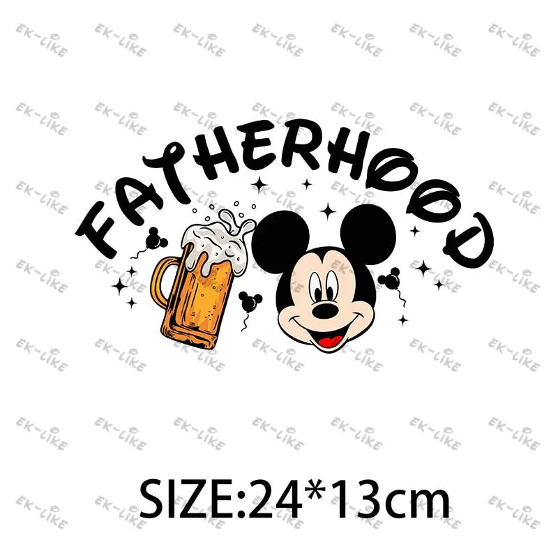 Dad Squad King Lion Toy Story Mickey Stitch Happy Father's Day Iron on Picture on Clothes Strong viscosity Diy Craft
