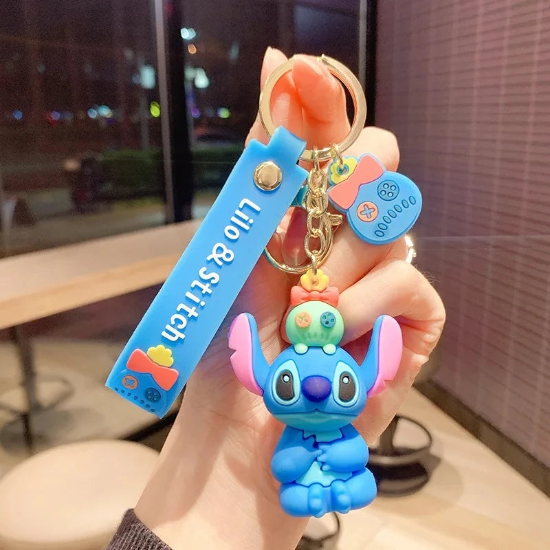 Lilo & Stitch Toys Keychian Children Anime Stitch Pendant Doll Keyring Kawaii Angel Keychians Cute Girls Christmas Gifts