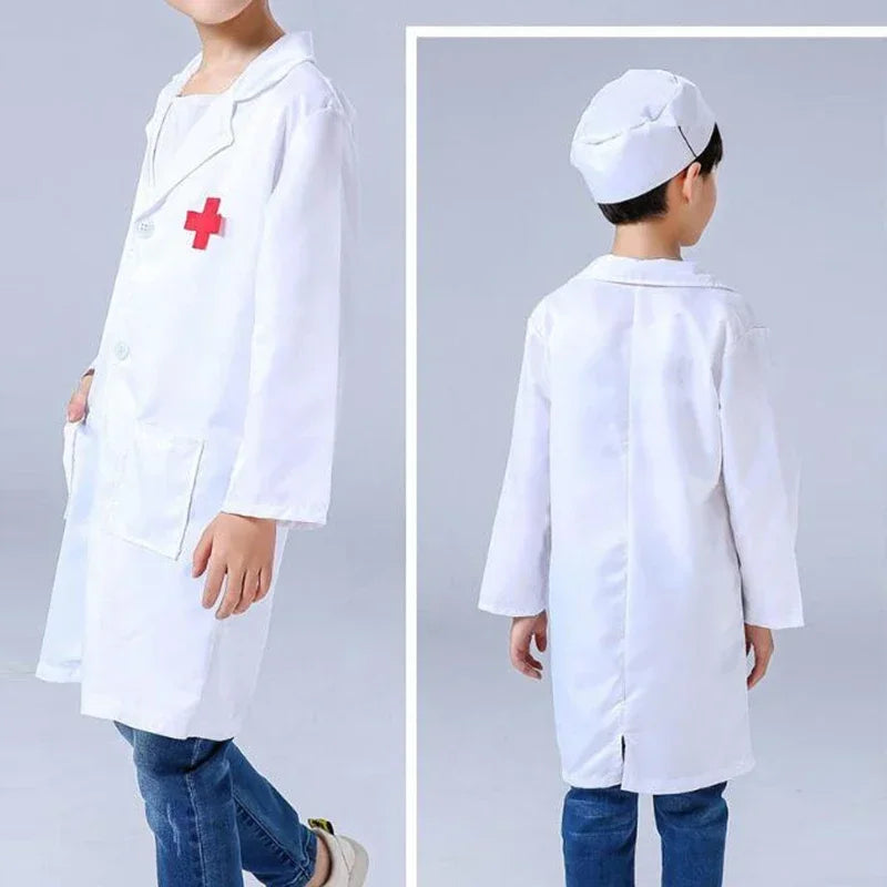 Children Doctors Nurses Kindergartens Professional Practitioners Role Dressing Performance Costume White Coat Festival Costumes