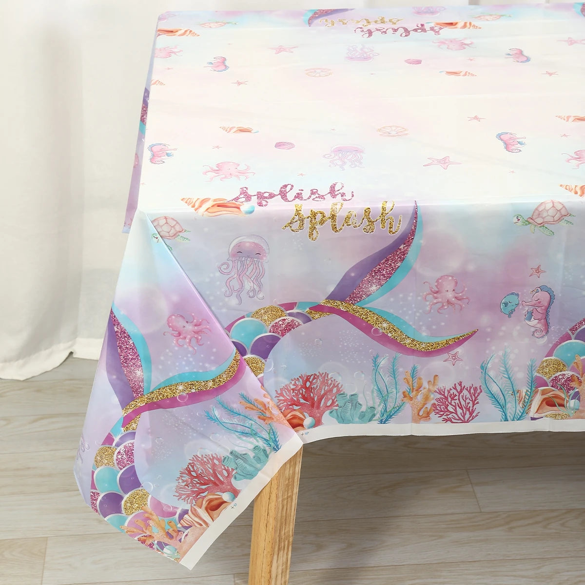 Mermaid Iridescence Plastic Tablecloths,Mermaid Laser Table Cloths for Girls Birthday Wedding Disco Mermaid Themed Party Decor