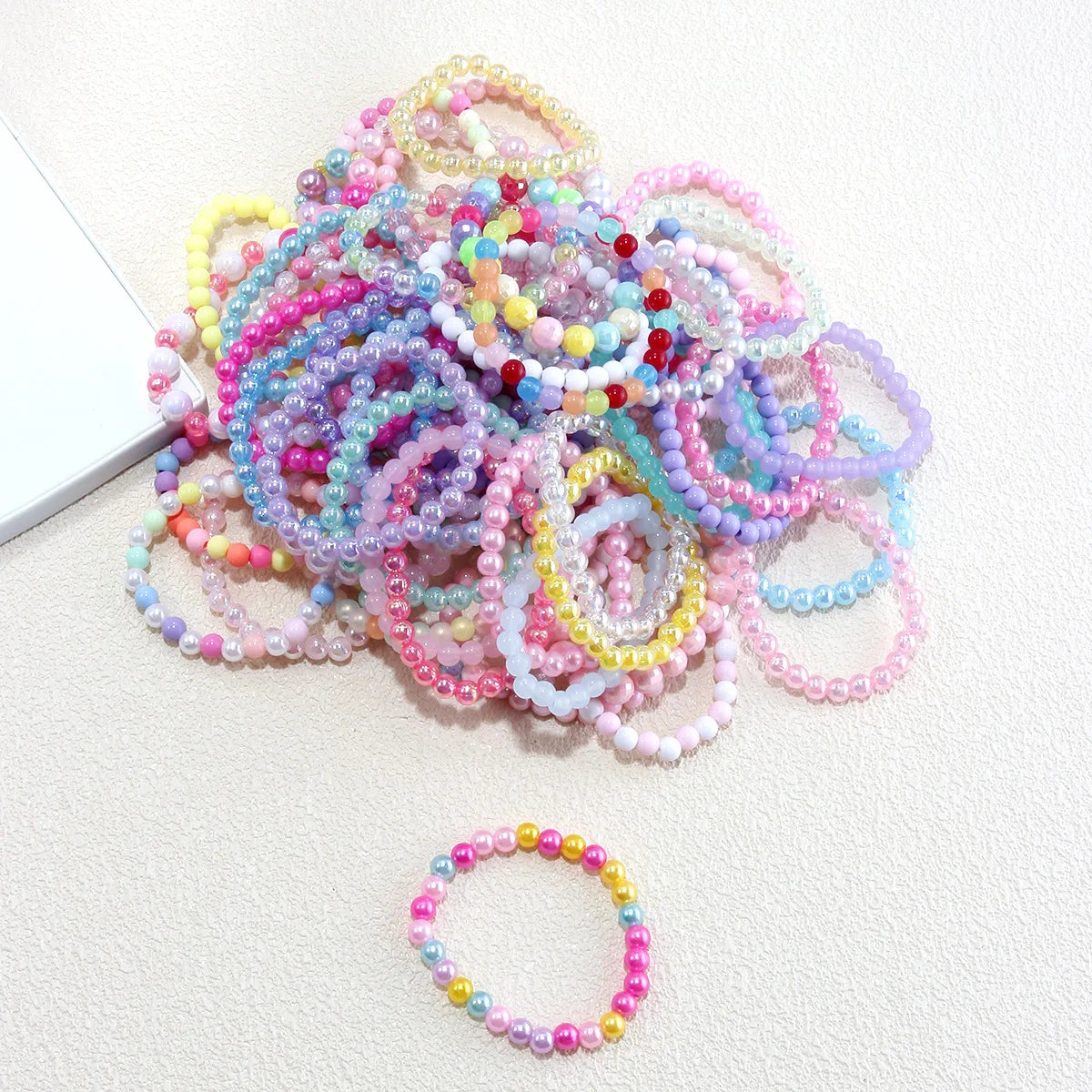 15pcs Candy Color Beads Bracelet for Kids Girl Birthday Party Favors Baby Shower Guest Jewelry Gift School Prizes Treat Bag