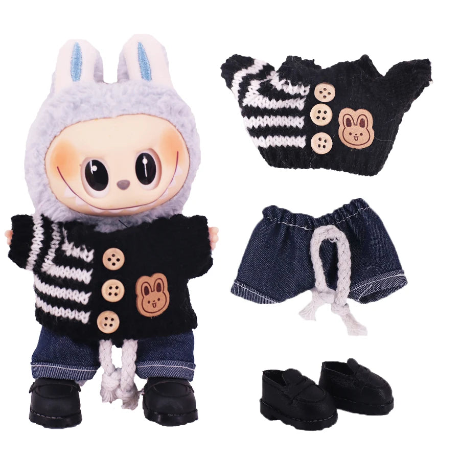 Doll Sweater Pants Shoes set For labubu Clothes 17 cm Doll Accessories,Toys For Girls,Christmas Festival Birthday Present
