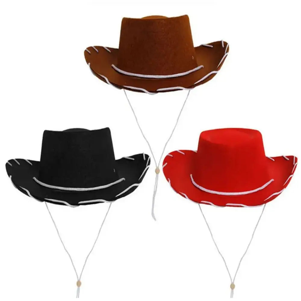 Adjustable Western Big Eaves Cowboy Hat Kids Cosplay Costume Prop Dress-up Jazz Hat Felt Princess Hat Party Cowgirl Hat