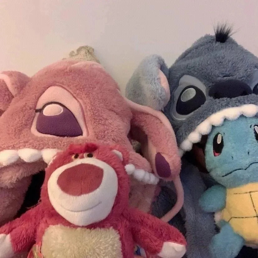 2024 New Lilo & Stitch Winter Thickened Plush Cosplay Cartoon Hooded Couple Pajamas Flannel Men & Women Loungewear Set