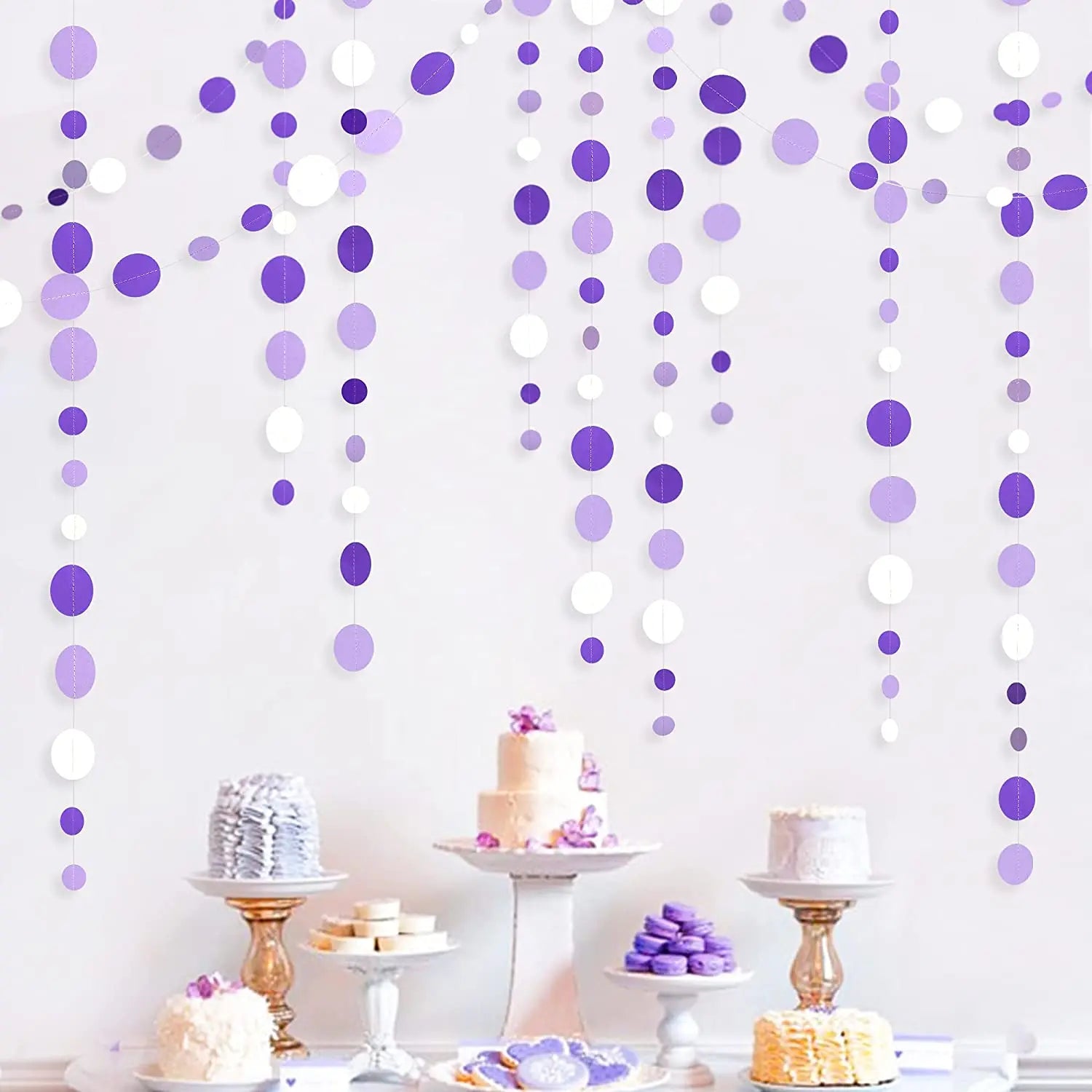 Purple Happy Birthday Banner Party Decorations Purple White Balloons Garlands Lavender Mermaid Birthday Themed Party Streamers