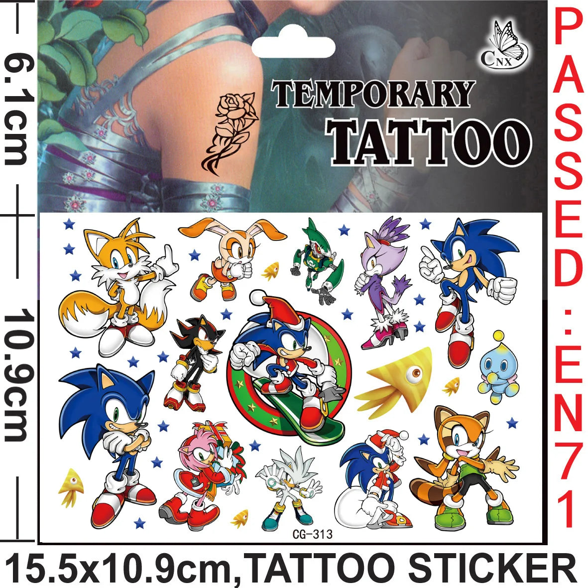 Cartoon Sonic The Hedgehog Tattoo Stickers Waterproof Cute Anime Sticker Birthday Party Supplies Decoration Kids Gift