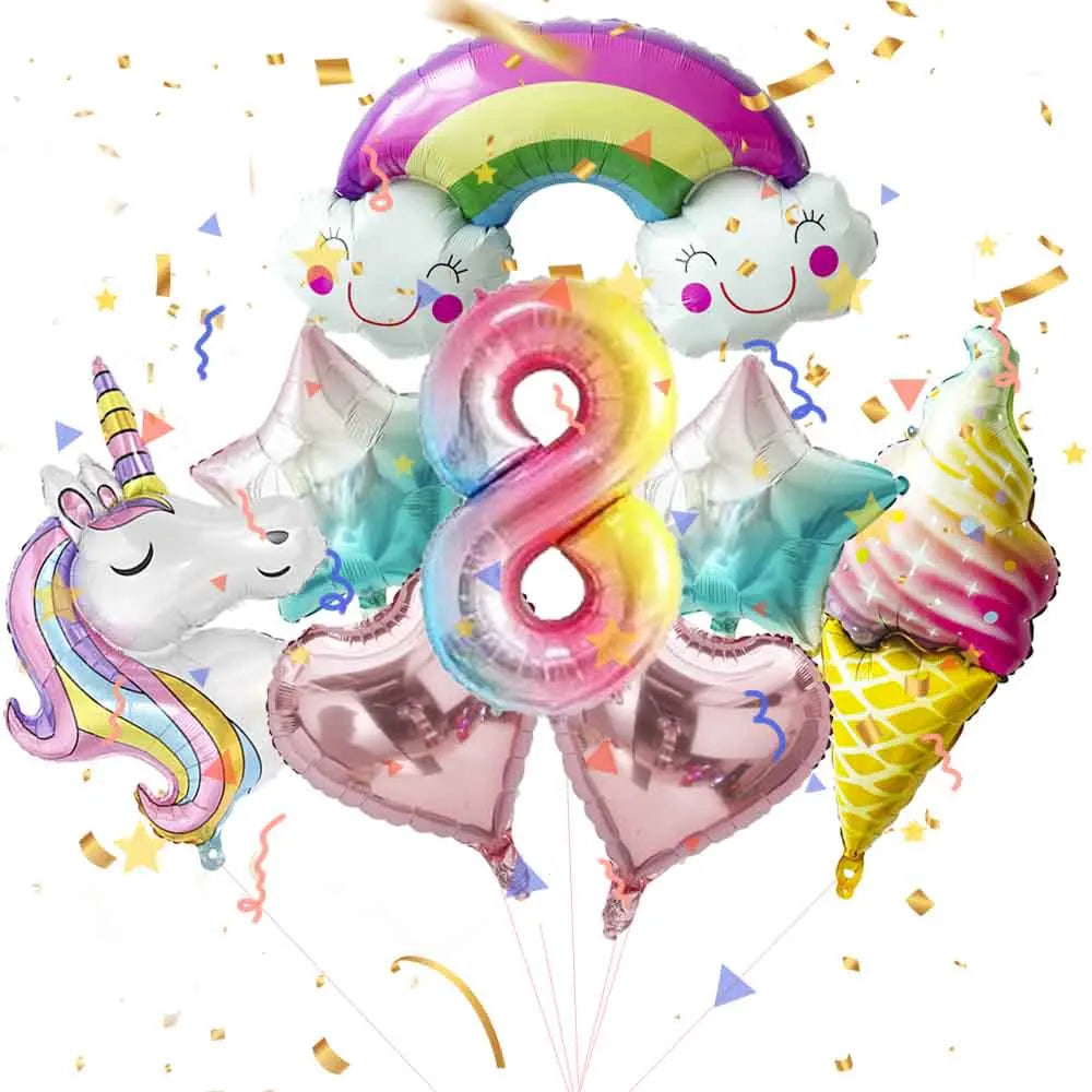 Unicorn Theme Party Decoration Balloon Garland Kit with 3D Unicorn Balloon For Baby Shower Macaron Party Happy Birthday Supplies