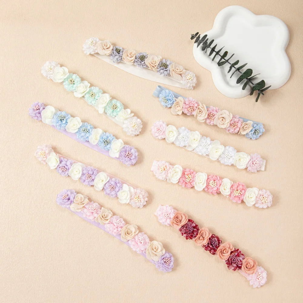 Charming Flower Baby Girl Headband Elastic Nylon Hair Band for Newborns Toddlers Soft Kids Turban Baby Hair Accessories for Girl