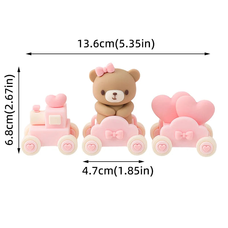 Bear Cake Toppers for Boy or Girl Baby Shower Children's Birthday Party Decoration Hot Air Balloon Cake Topper Pink Blue Green
