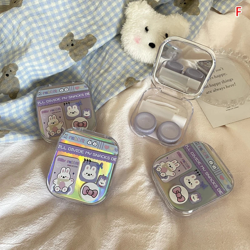 1pcs Cute Mini Contact Lenses Case Kit For Girls Travel Portable Contact Lens Box Contact Lens Storage Container