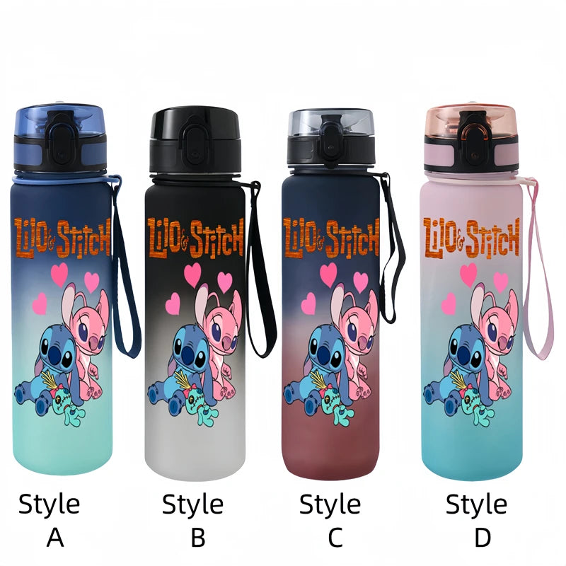 650ML Lilo & Stitch Anime Characters Water Cup Portable Children's  Outdoor Sports  Large Capacity Plastic Antidrip Water Bottle