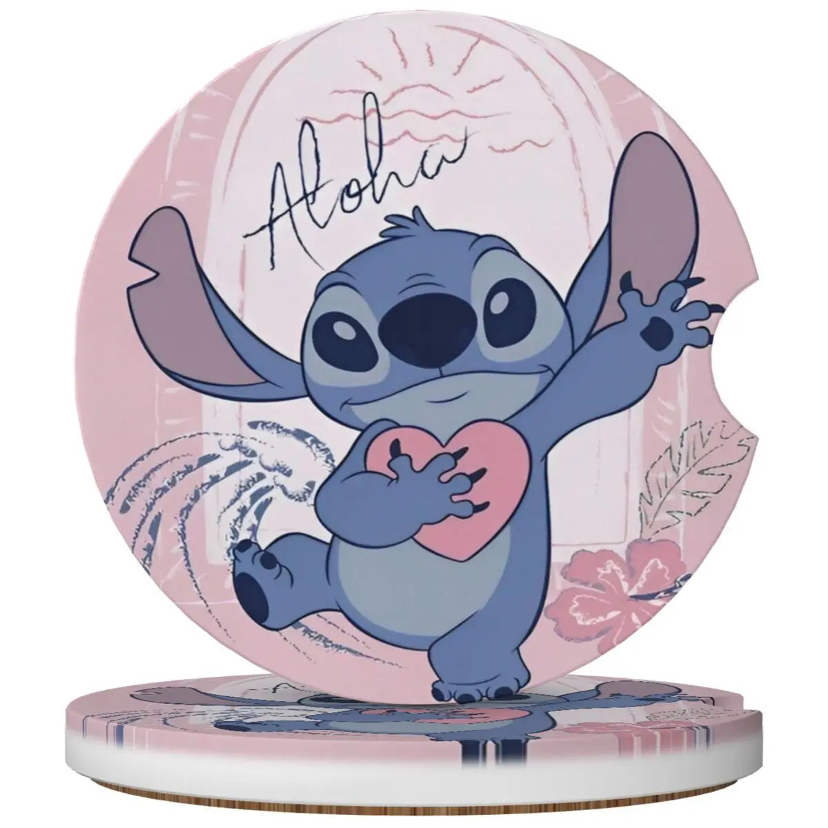 Kawaii Stitch Cartoon Car Cup Coaster 2PCS Universal Cup Holders Embedded in Ornaments Coaster Car Interior Accessories