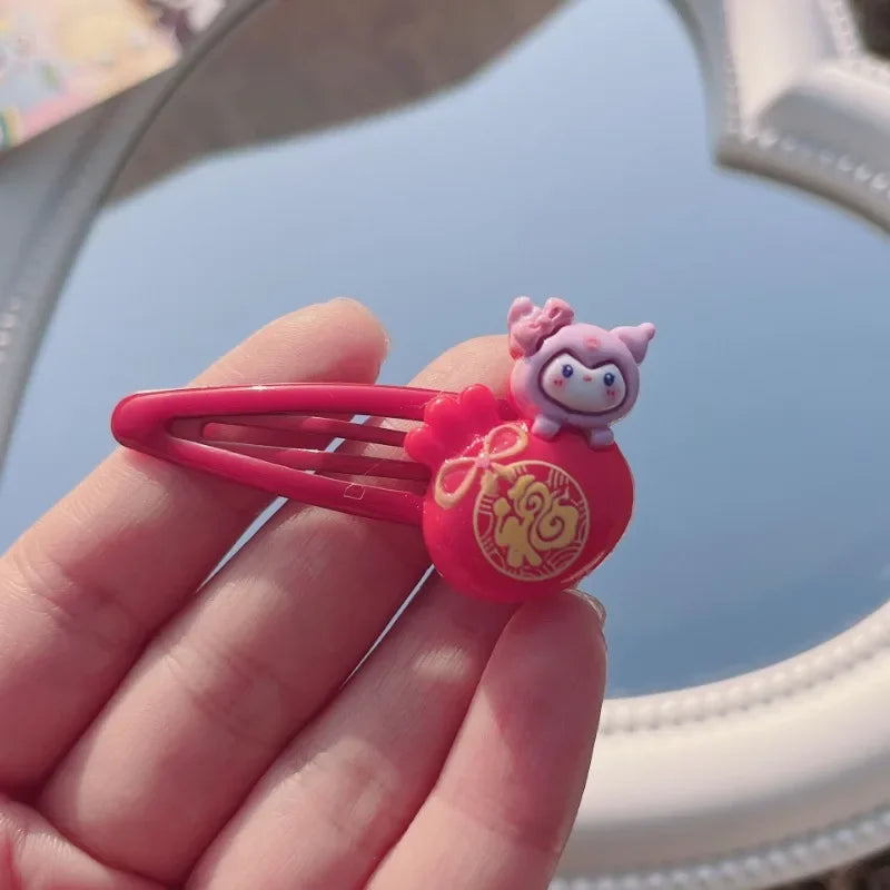 6Pcs Sanrio Hello Kitty Hair Clips Anime Cartoon My Melody Charm Girls Hair Accessories Kawaii Women BB Clips Bangs Clip Gifts