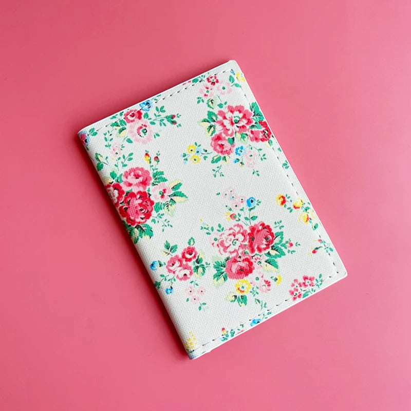 Flower and Plants Passport Cover PU Leather Travel Passport Holder for Girls Business Card Case Plane Ticket Card Holders Women