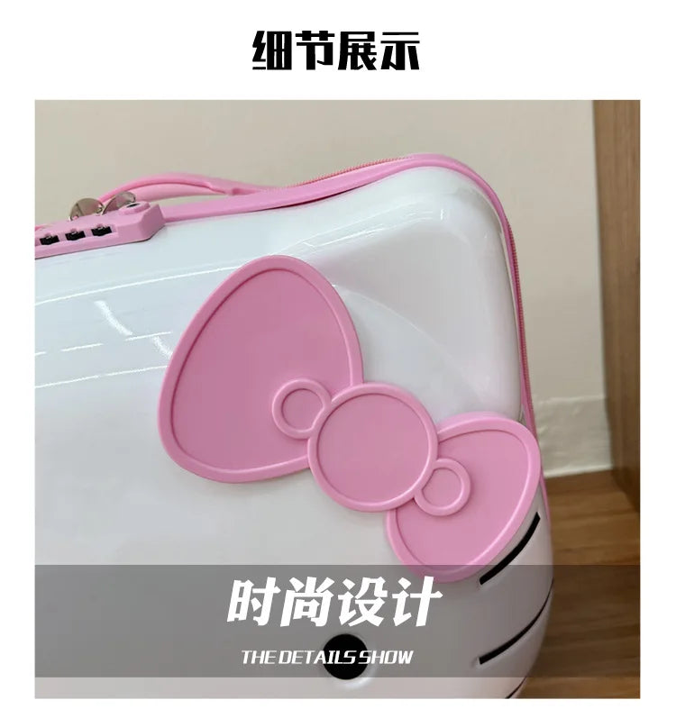 Hello Kittys Trolley Case Girls Sanrioed Universal Wheel Trolley Portable Suitcase Cartoon Travel Boarding Case Kids Toys Gift