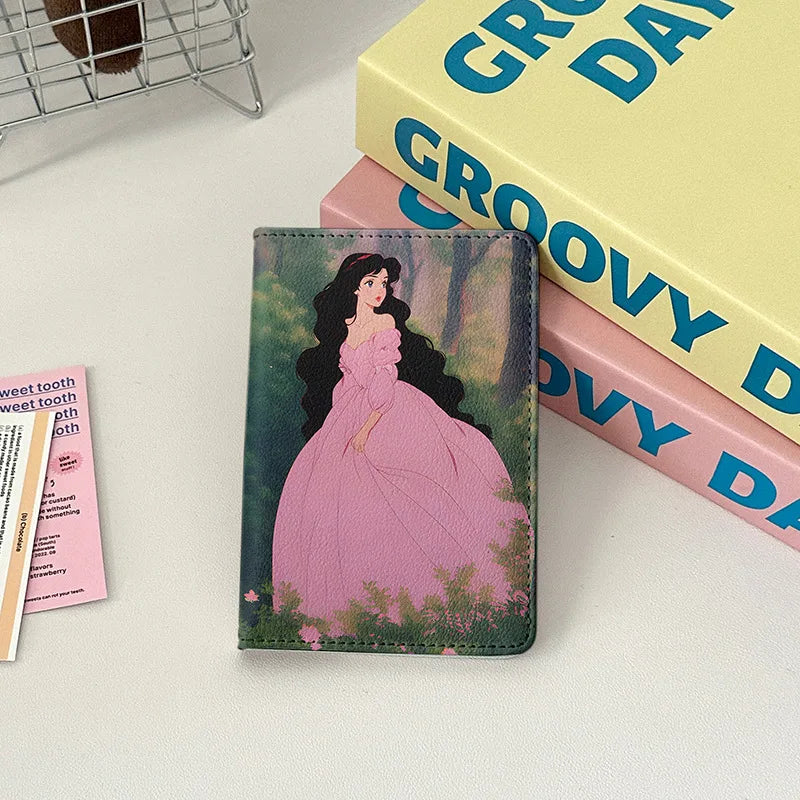 Beautiful Princess Passport Cover Passport Holder Ladies' Travel Essentials Portable Passport Wallet Girls Card Package