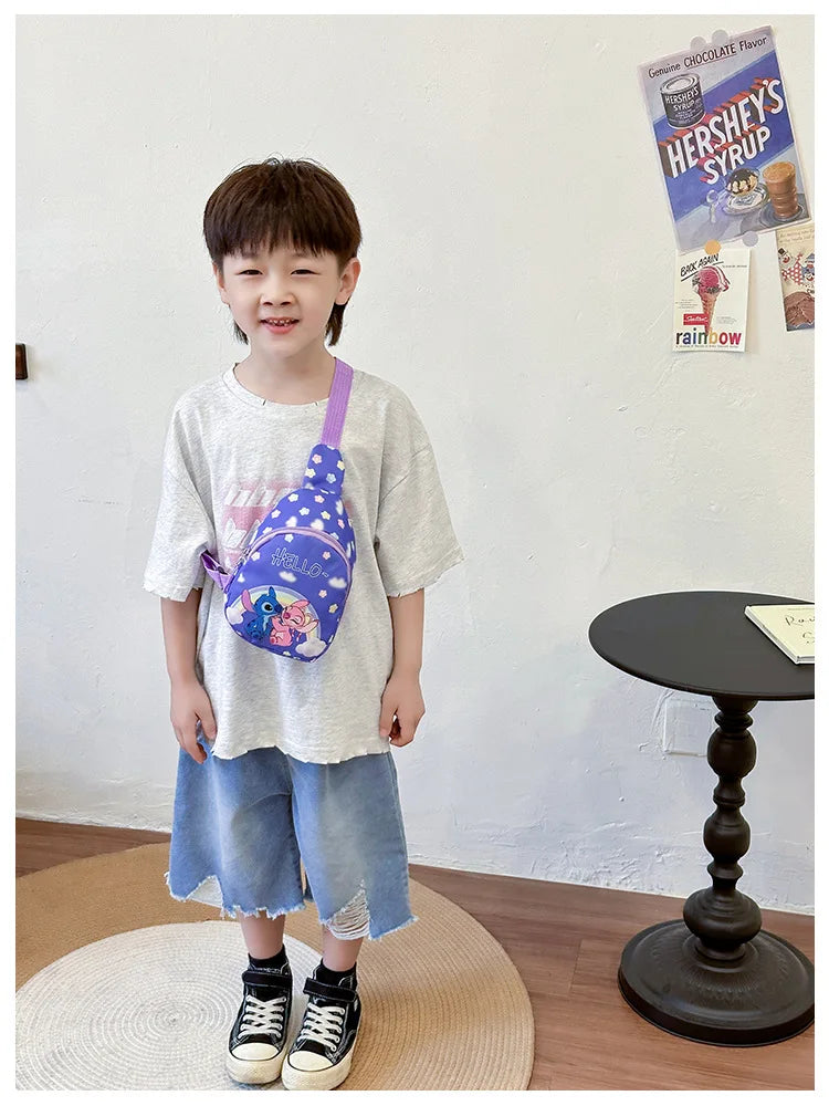 Stitch Anime Shoulder Bags Kawaii Fashion Chest Bag Travel Satchel Casual Portable Totes Backpacks Birthday Gifts For Boys Girls