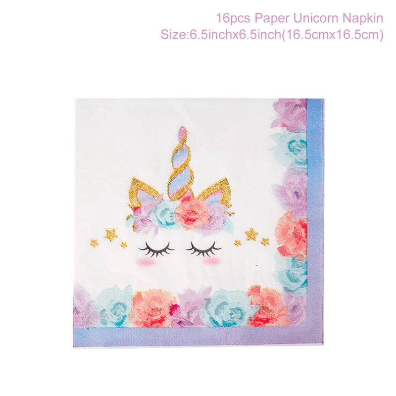 Rainbow Unicorn Disposable Tableware Background Unicorn Birthday Party Decorations Kids Baby Shower Girl Birthday Party Supplies