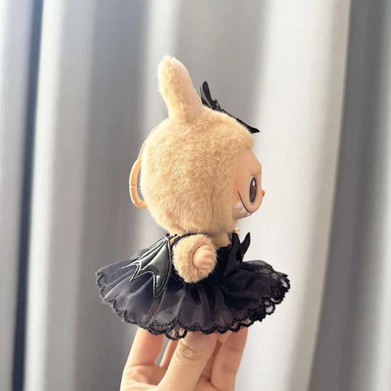Labubu Clothes Fashion Gothic Style Skirt Labubu Doll Clothes Pendant Little Devil Strap Skirt 15/17cm Plush Doll Universal