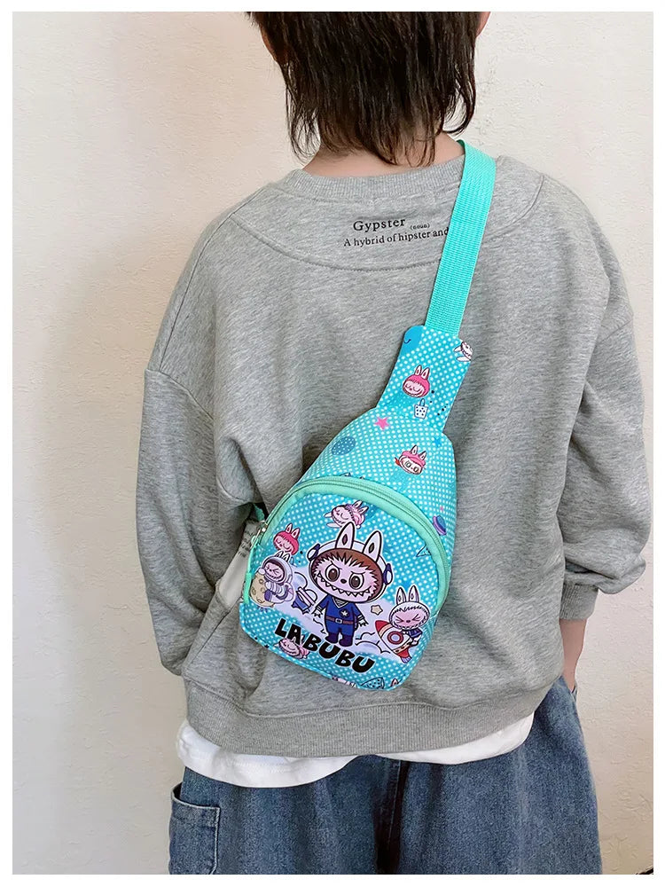 2024 new labubu POPMART LABUBU Children bag chest bag cartoon girl accessories bag trendy new one shoulder crossbody bag gifts