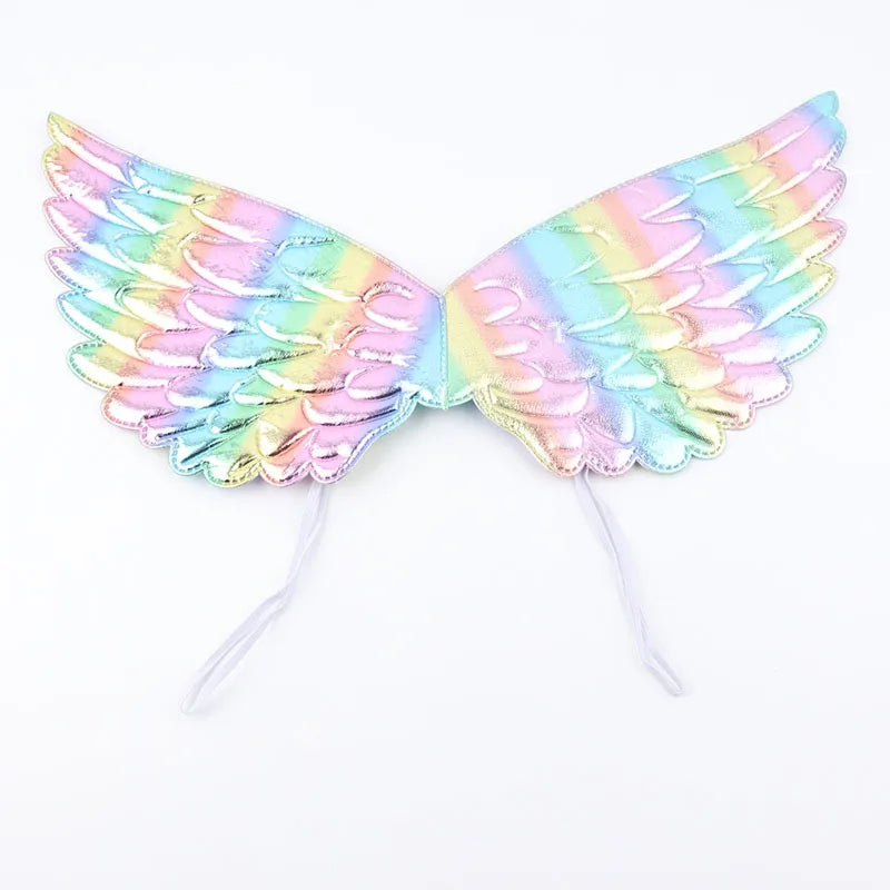Cute Unicorn Theme Wings Rainbow Little Girls Angel Wings Baby Shower Kids Birthday Party Decoration Prom Performance Cosplay