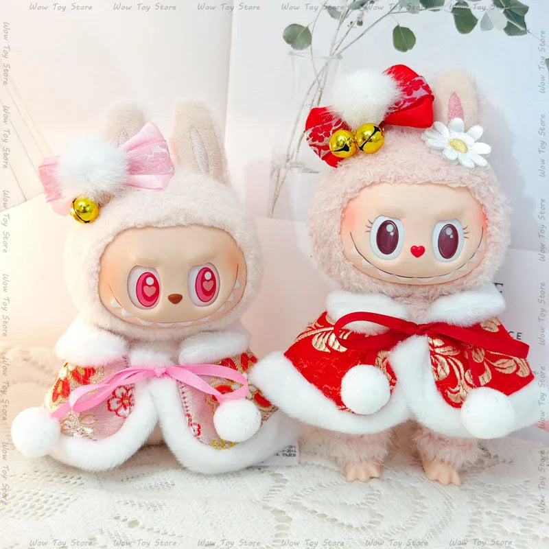 17cm Mini Plush Doll'S Clothes Outfit Accessories For Labubu V1 V2 Christmas Cookie Man Sweater Hat Clothing New Year Gift