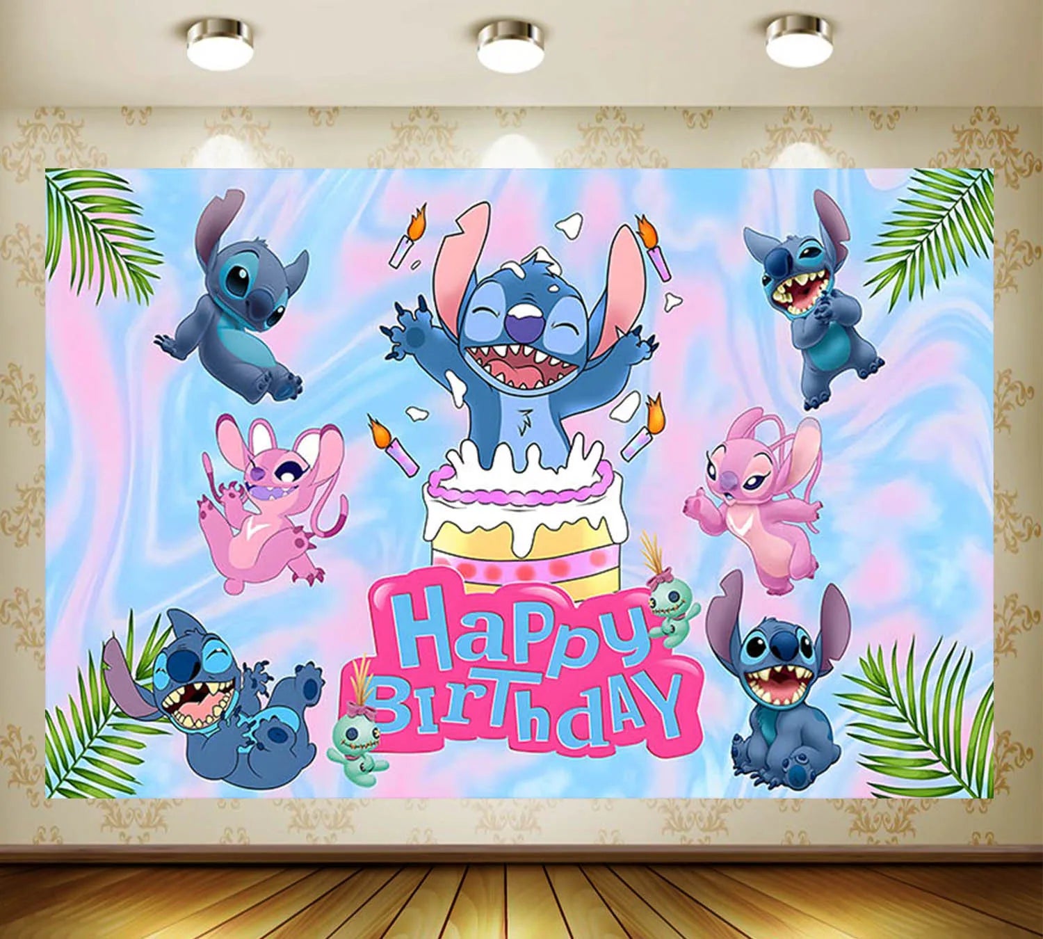 New Lilo&Stitch Birthday Party Supplies Baby Shower Girl's Favorite Digital Cartoon Balloon Set Backdrop Holiday DIY Decoration
