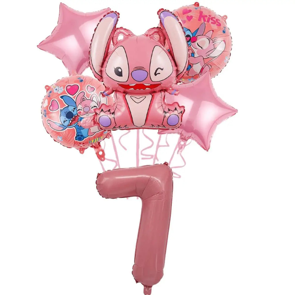 New Lilo&Stitch Birthday Party Supplies Baby Shower Girl's Favorite Digital Cartoon Balloon Set Backdrop Holiday DIY Decoration