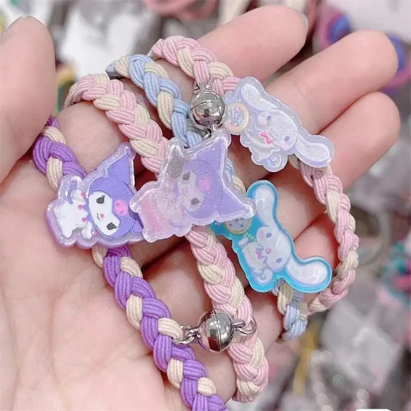 Sanrio Cinnamoroll Kuromi Melody Hair Band Cute Cartoon Girl&Child Sweet Bestie Hairpin Charm Ponytail Holder Holiday Gifts