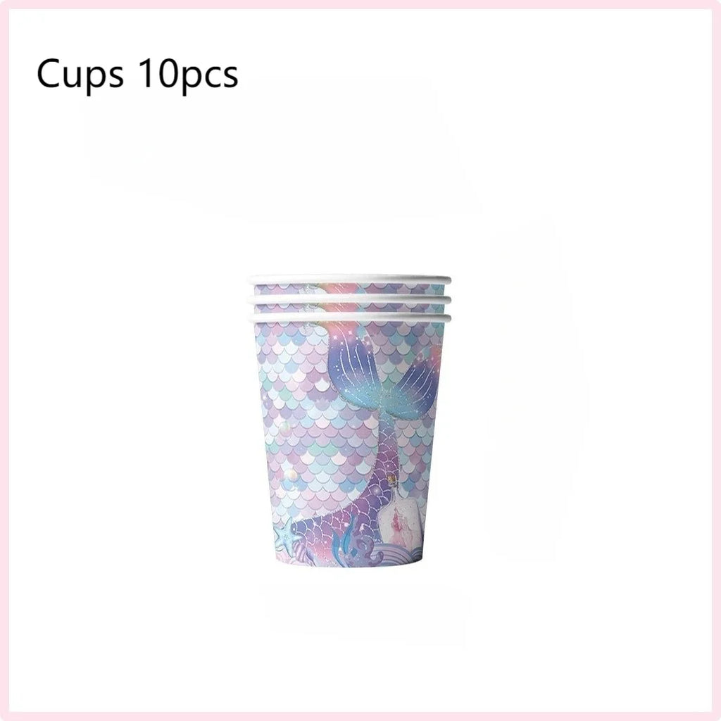 Mermaid Birthday Party Decorations Mermaid Theme Tableware Hanging Banner Candy Box Banner Party Decoration Supplies For Kids