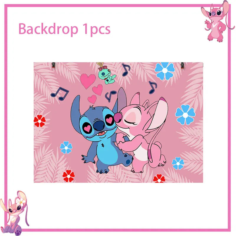 Pink Lilo Stitch Birthday Party Decoration Stitch And Angel Birthday Party Decorations Tableware Plates Balloons Girls Toy Gifts