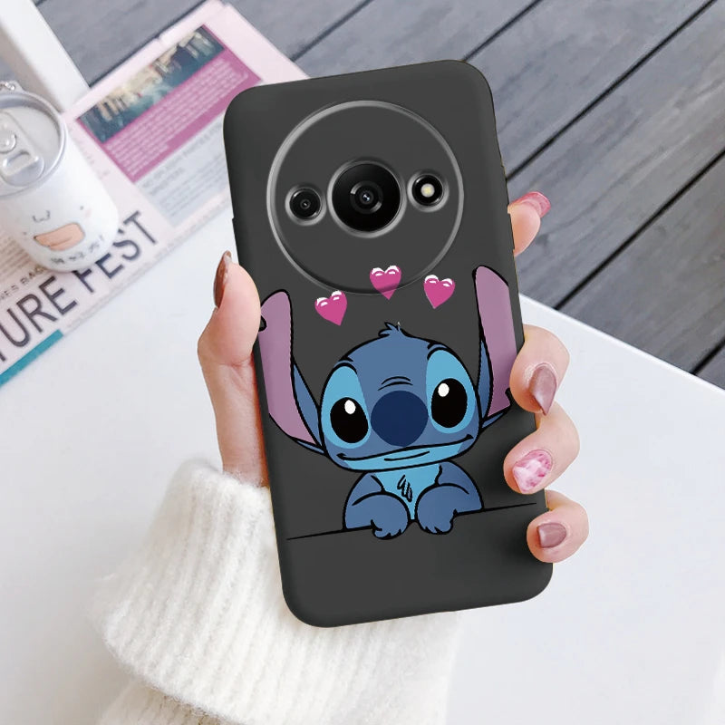 For Redmi A3 Phone Case Soft Silicone Shockproof Super cute Stitch Love?Cover For Xiaomi Redmi A3 Shell RedmiA3 A 3 Bumper Shell