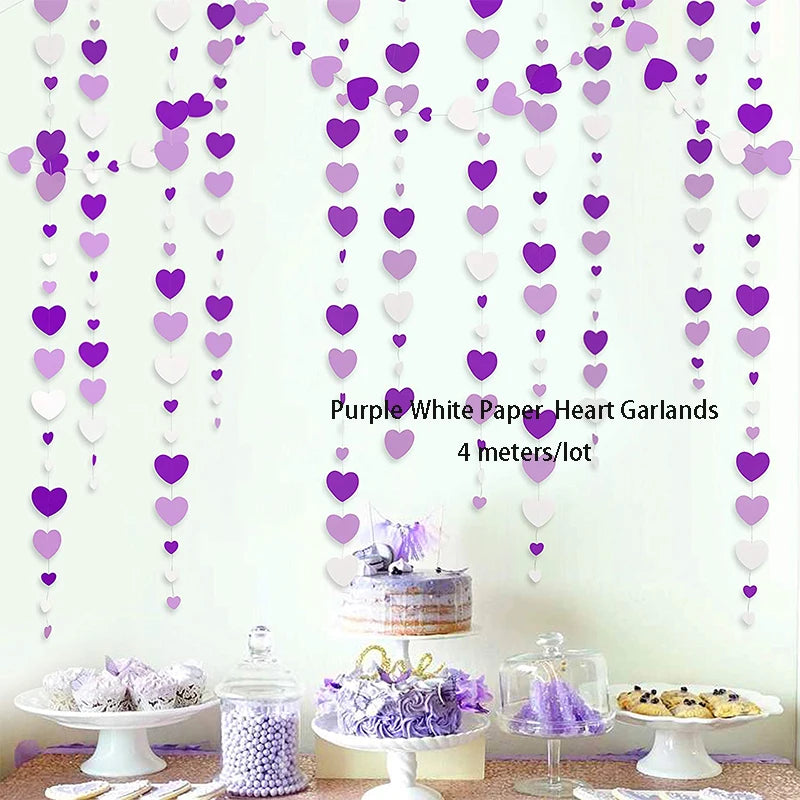 Purple Happy Birthday Banner Party Decorations Purple White Balloons Garlands Lavender Mermaid Birthday Themed Party Streamers