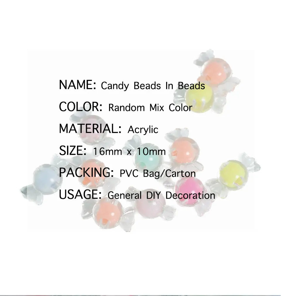 Transparent Candy Beads In Beads For Jewelry Making DIY Kids Hair Accessories Phone Chain Keychain Bracelet Pet Necklace Charms