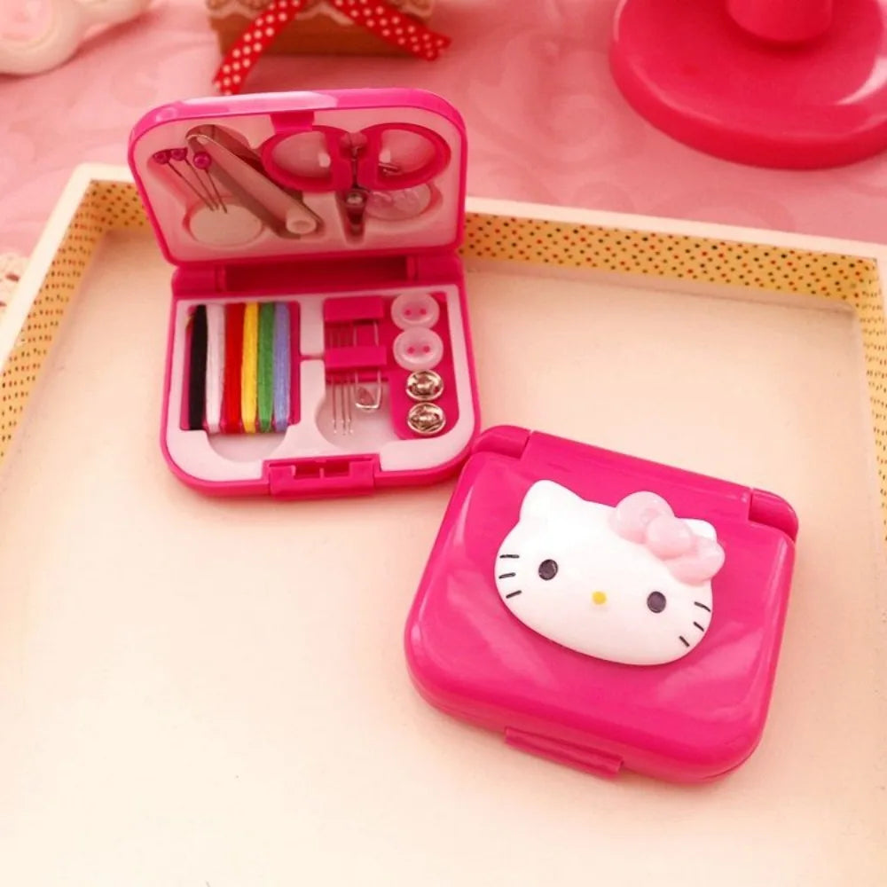 Hello Kitty Sewing Kit Cute Cartoon Practical Mini Portable Sewing Kit New Delicate Go Out Travel Sewing Tools Suit Gifts