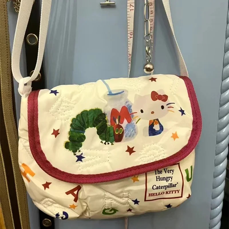 Hello Kitty Cute Bag Y2k Kawaii Anime Embroidery Versatile Tote Shoulder Bags Armpit Women'S Bag Girl Female Makeup Bags Gift