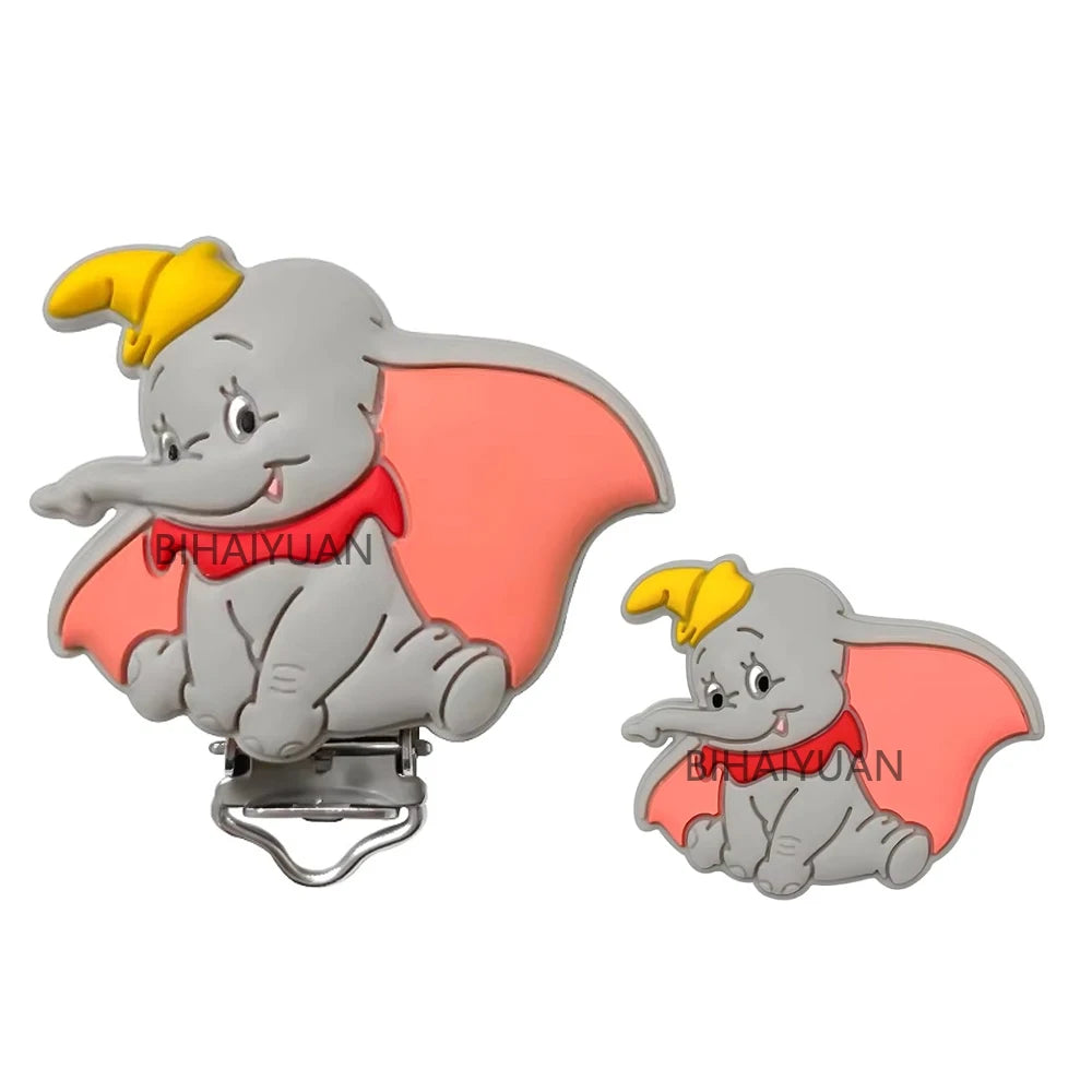 2pcs one set Moana Simba Dumbo marie cat Stitch 101dog Silicone clip Focal Beads Pacifier Chain Clips Toy Jewelry Accessories