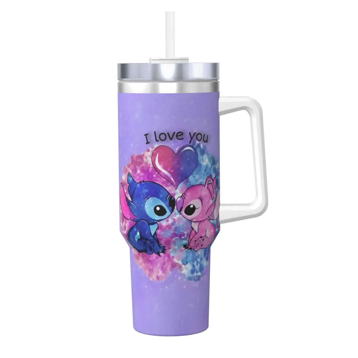 Stainless Steel Tumbler   Stitch Mugs Cup With Straws Travel Cold and Hot Water Bottle Heat Preservation 40oz Thermal Mug