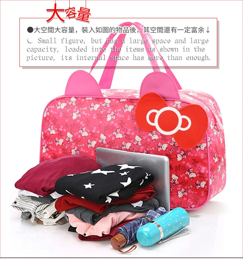 Sanrio Oxford cloth messenger bag hello kitty cartoon travel luggage storage bag girl shoulder bag gym handbag