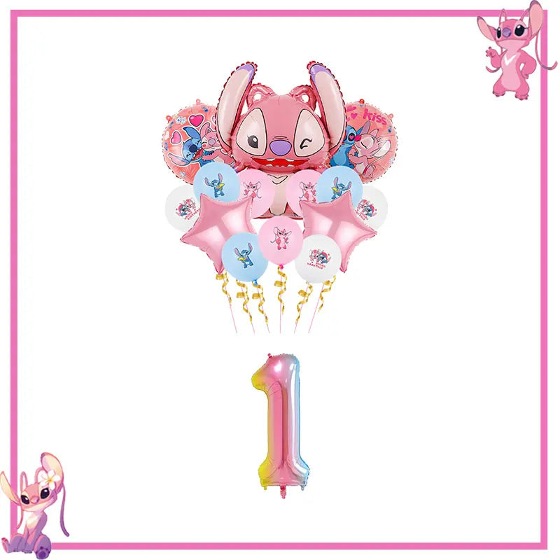 Pink Lilo Stitch Birthday Party Decoration Stitch And Angel Birthday Party Decorations Tableware Plates Balloons Girls Toy Gifts