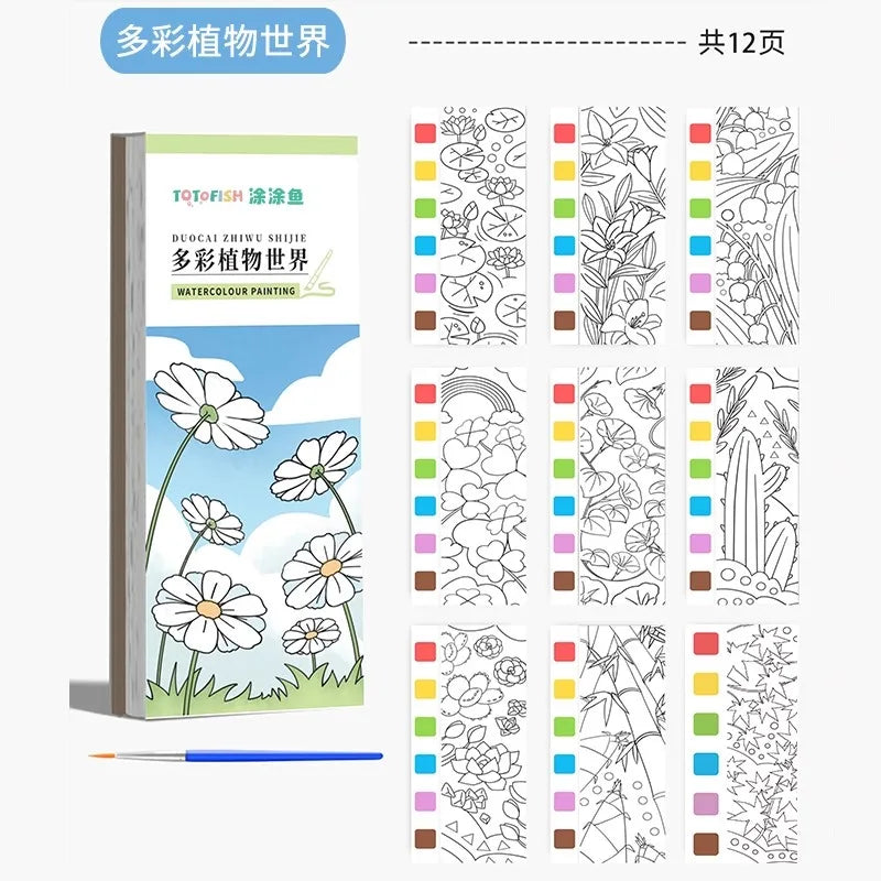 Children Coloring Books Arts Beginners Water Colour Paiting Note With Pigment Kindergarten Handicraft DIY Drawing Book Kid Gift