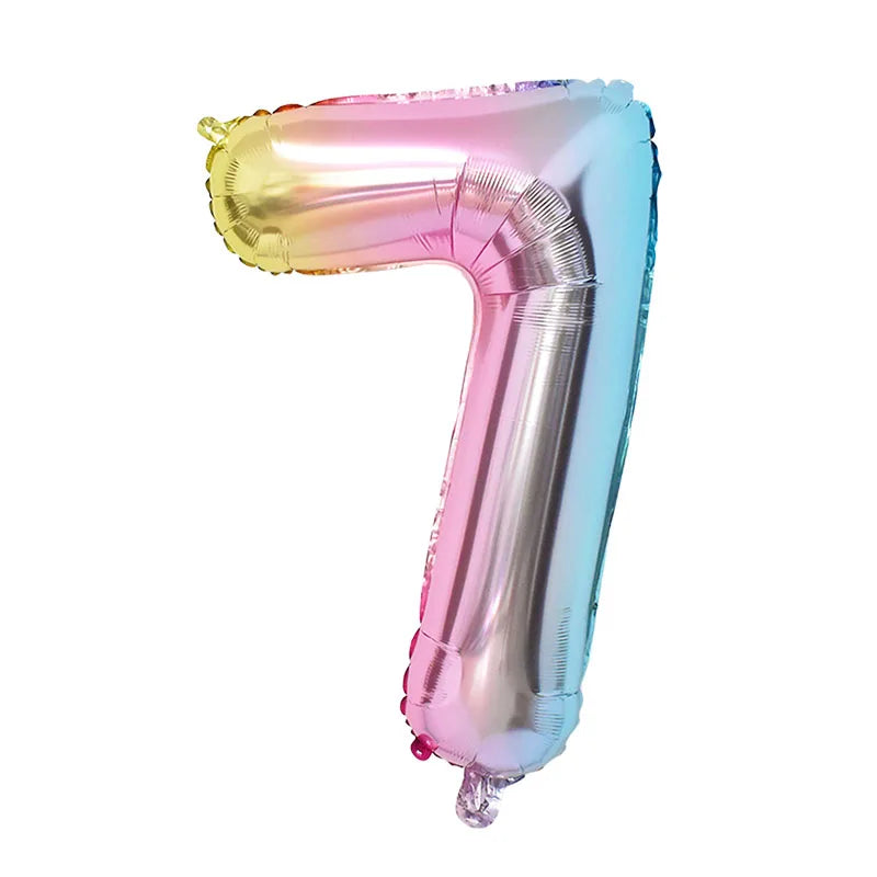 1Set Rainbow Unicorn Balloon 32 inch Number Foil Balloons 1st Kids Unicorn Theme Birthday Party Decorations Baby Shower Globos