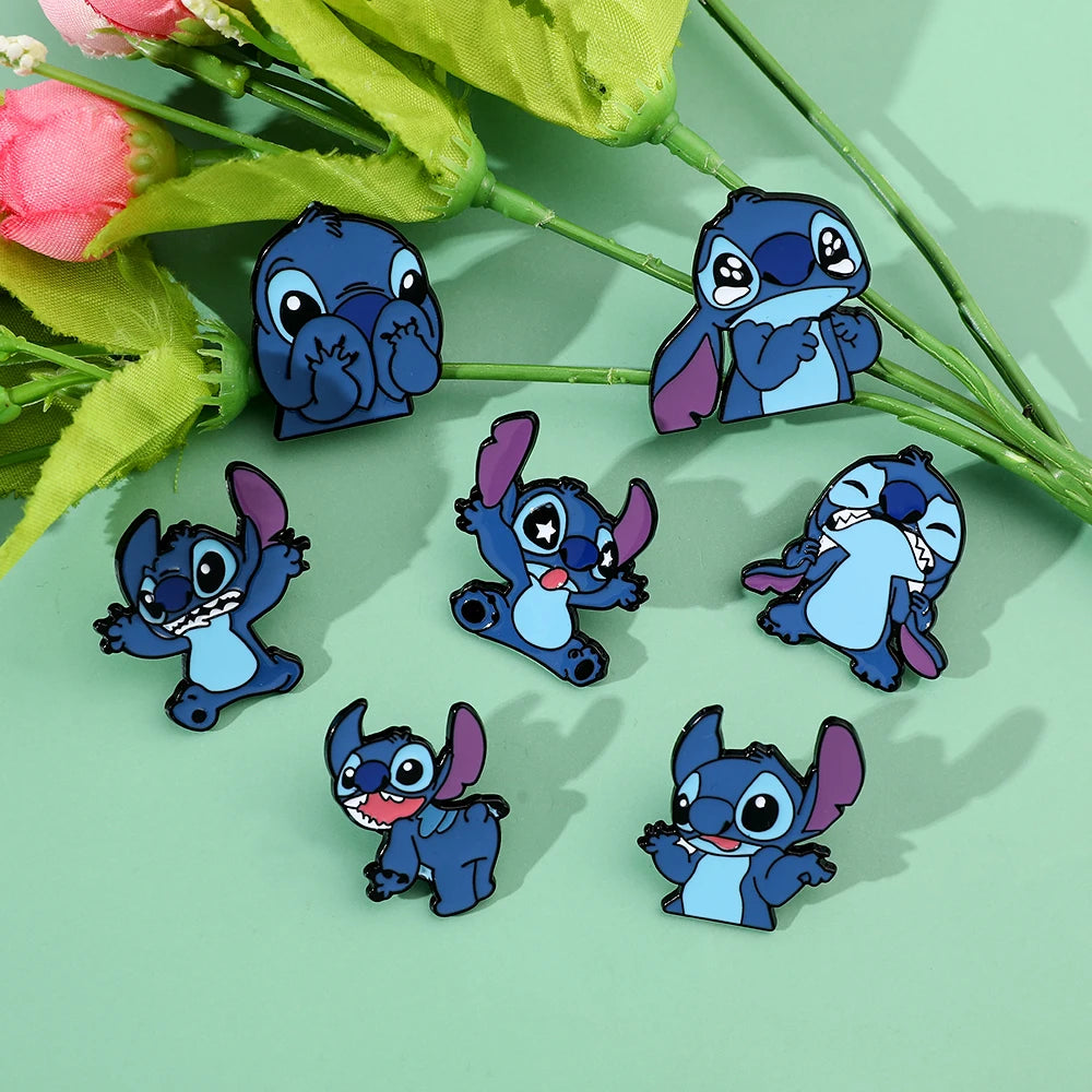 7 Pcs Creative Lilo&Stitch Brooch Personalized Stitch Enamel Pin Backpack Clothing Jewelry Metal Badge Accessories Gift