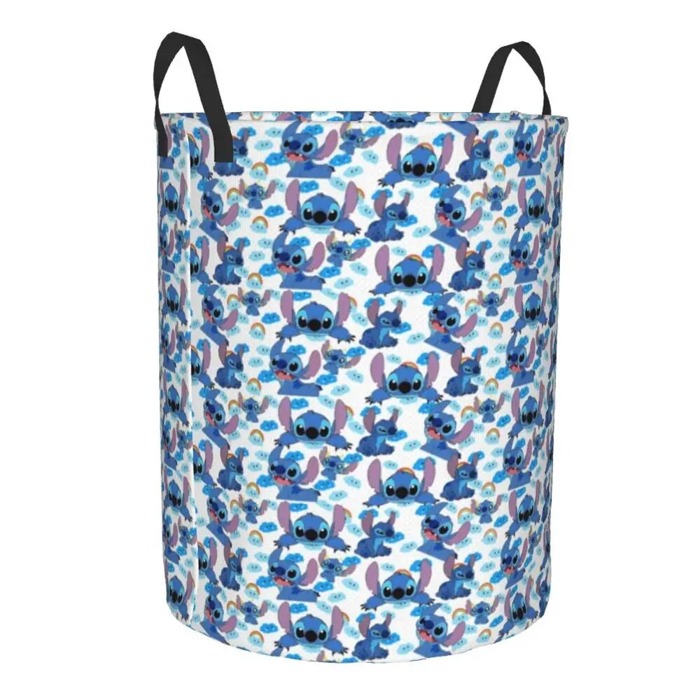 Customized SLilo And Stitch Cartoon Laundry Hamper Large Storage Basket Anime Kids Nursery Toy Organizer